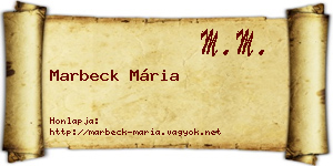 Marbeck Mária névjegykártya